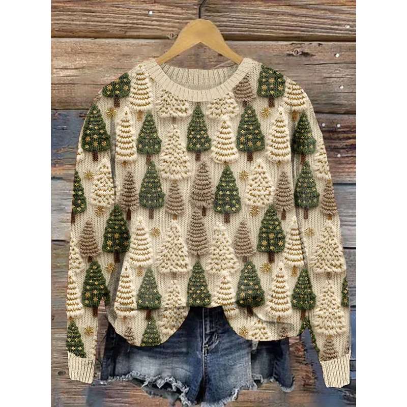 Mia | Warm Cozy Sweater with Christmas Trees